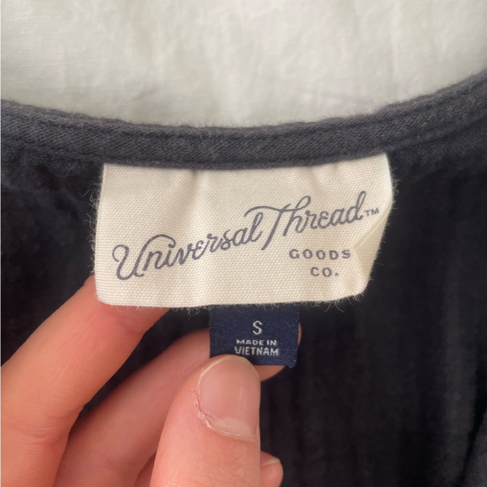 Universal Thread Charcoal Button-Front Romper - image 3